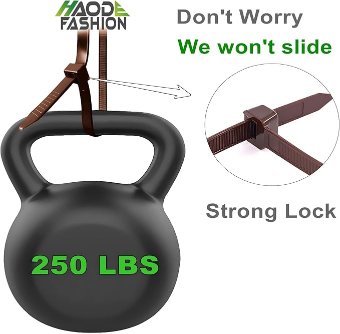 Cable Ties 24 Inch, Brown Zip Ties 25 Pieces, Thick 0.47 inch 250 Pounds Strength, Heavy Duty Outdoor Plastic Ties for Indoor Plants, Garden, Home (24inch, Brown Color, 25 pcs)