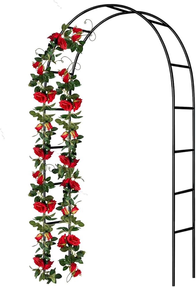Iron Pergola Arbor Practical, 7.9 Feet High x 4.6 Feet Wide, Assemble Easily for Various Climbing Plant Wedding Garden Arch Bridal Party Decoration Wide Arbor