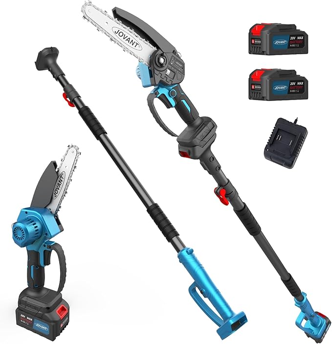 Cordless Pole Saws for Tree Trimming,2-In-1 Mode Cordless Pole Saw for Cutting Branches and Wood,with Portable Bag and 2-20V 4A Battery