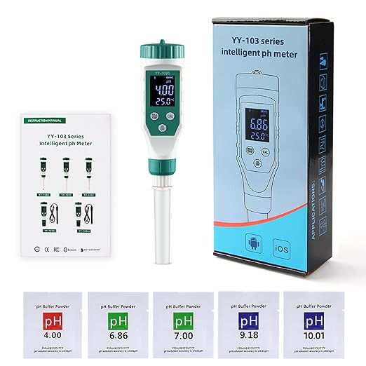 Digital pH Meter for Food, 0.01 Resolution High Accuracy Food pH Tester with Backlit LCD Display and ATC for Meat, Bread, Canning, Cheese, Solid Sampling, Soft Soil and Water