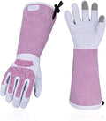 Vgo... 1-Pair Premium Geniune Goat Leather Extra-long Cuff Thornproof, Anti-abrasion, Anti-Impact Gardening Gloves (Size M, White, GA9659)