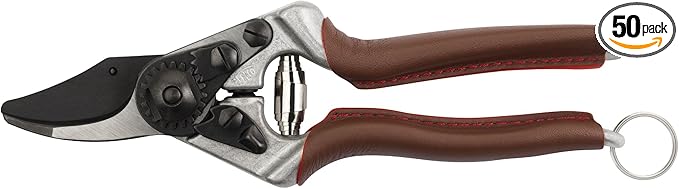 FELCO 6 ELITE Pruning Shears – 7.7" Swiss-Made Garden Clippers with Leather-Wrapped Handle for Medium Right Hands | Hand Pruners for Gardening | Garden Tool Cutter with Bypass Blade, Aluminum Body