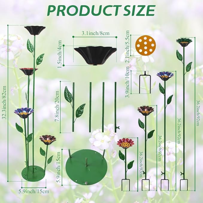 dreamysoul 4 Pack Bee Watering Station, 2-in-1 Bee Feeder & Waterer with Flower Design for Garden Yard