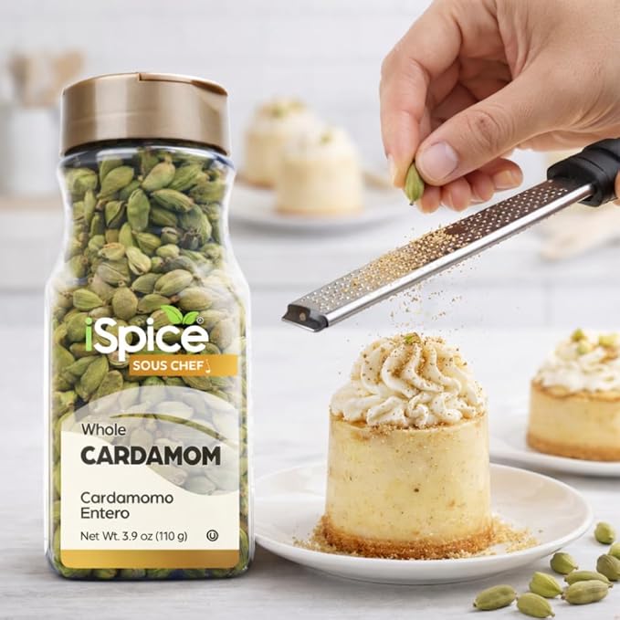 iSpice Cardamom Seeds Whole (3.9 Oz) 110g | Cardamom Pods Whole Pure And Fresh | Kosher | Aromatic Essential Kitchen Herbs