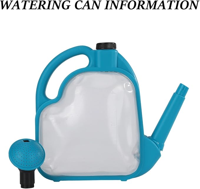 Foldable Watering Can 0.8 Gallon Transparent Plastic with Long Spout & Ergonomic Handle, Compact for Indoor Outdoor Plants（Blue
