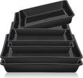GREANER 8/10/12 Inch Square Tray, 6 Packs Heavy Duty Plastic Plant Plates to Catch Water, Plant Drip Trays No Holes(Black)