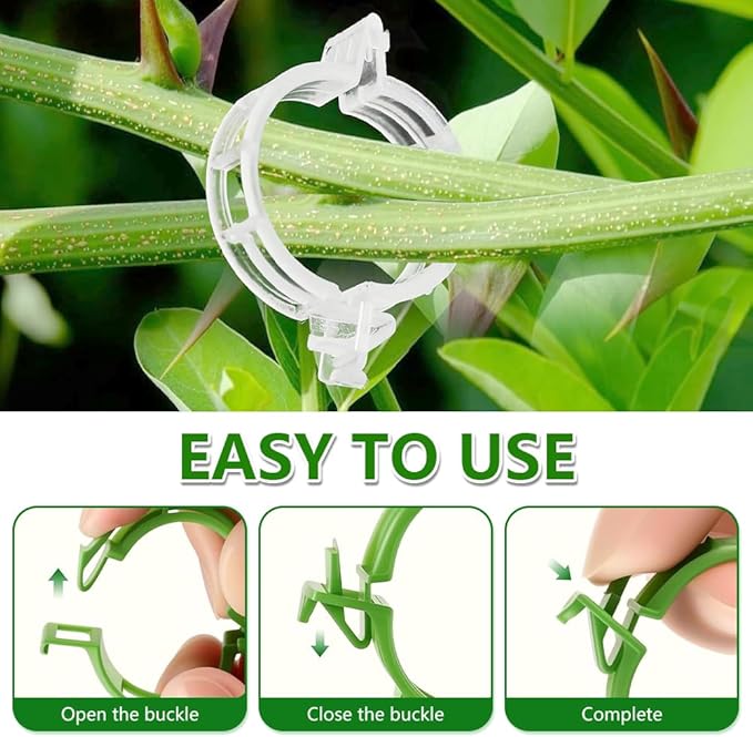 Plant Support Clips, Plastic Garden Fixing Clips for Climbing Plants Tomato Grape Vines, Greenhouse Garden Clips to Keep Plants Upright & Healthy (300, Green)