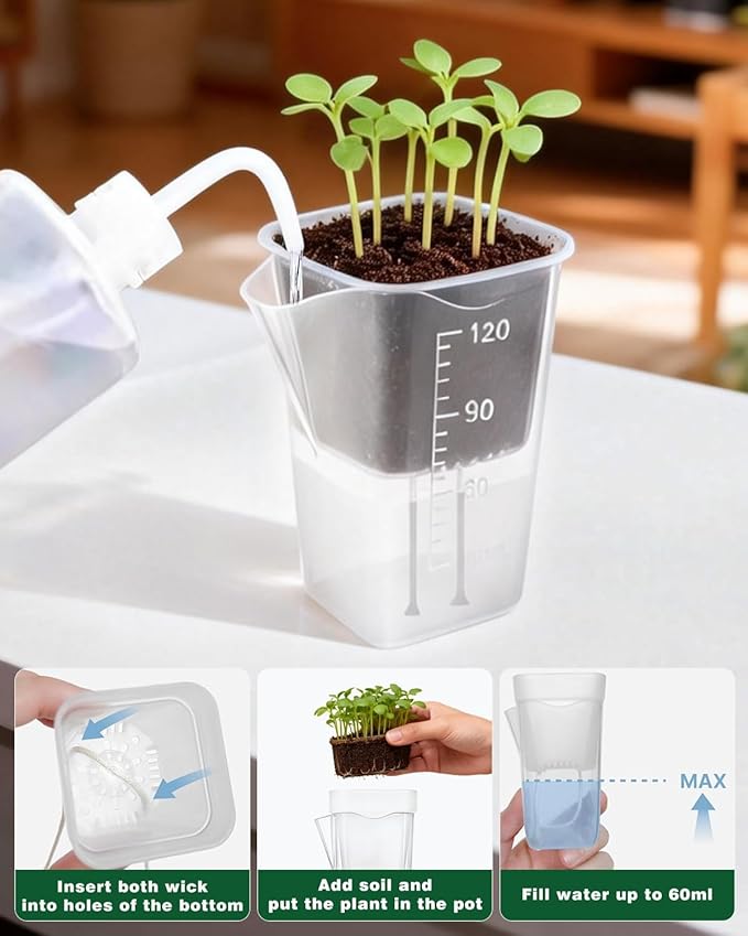 10 Pack 2" Mini Self Watering Pots for Indoor Plants, Clear Plastic Semi-Hydroponic Planter with Labels,Water Level for African Violet,Self Watering Pot for Propagation,Succulent,Seeding,Cutting