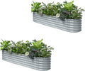 2-Pack Galvanized Raised Garden Bed 8x2x1.5 ft, 17" Tall Planter Boxes Outdoor, Zn-Al-Mg Metal Raised Beds for Gardening Fruit Vegetable, Modular Flower Bed for Outdoor Plant-Brooklyn Grey
