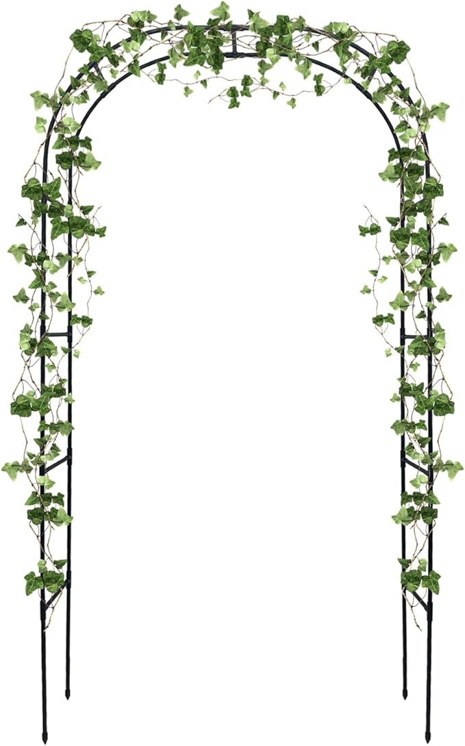 Garden Trellis - 47(L) * 94(H) inch, Garden Arch for Climbing Plants Outdoor, Thickened, Plastic-Wrapped Anti-Rust Technology, Suitable for Garden, Lawn Wedding, Festival Decoration（Black）