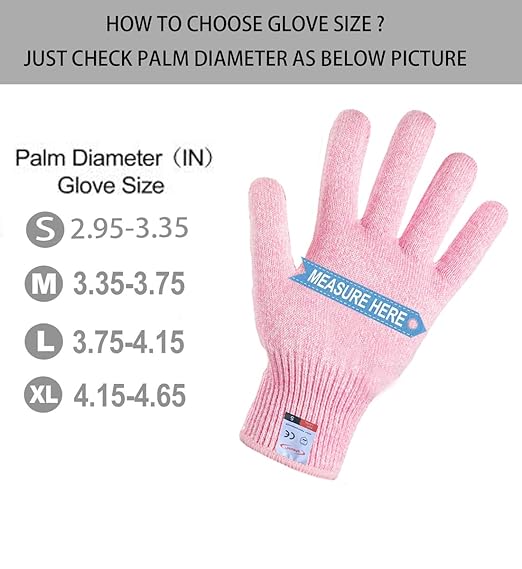 Cutting Gloves, 5 Pairs of Cut Resistant Gloves Food Grade, Cut Resistant Gloves for Kitchen, Oyster Shucking, Fish Fillet Processing, Carving Wood and Gardening(Small-Macaron)