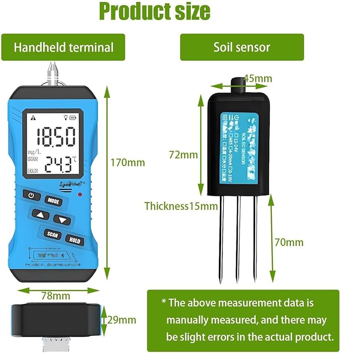 Portable Dissolved Oxygen and NPK Tester, Backlit LCD Soil Test Kit for Garden, Lawn, Farm, Indoor and Outdoor Plants