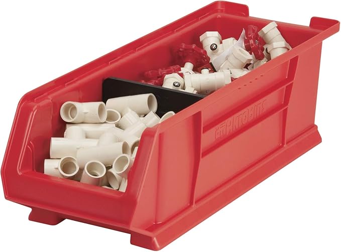 Akro-Mils 30284 Super-Size AkroBins Plastic Storage Bins, Space-Saving Stackable Bins for Garage, Classroom, Warehouse Organization, 24" L x 8" W x 7" H, Blue, 4-Pack