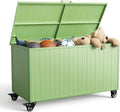 Outdoor Storage Deck Box with Wheels 150 Gallon, Aluminum Deck Boxes Outdoor Waterproof, Patio Storage Box for Home/Backyard/Pool Chemicals/Toys/Garden Tools/Porch/Patio Cushions (Green)