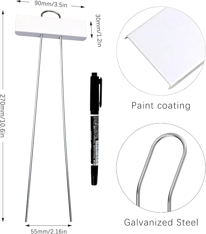 Plant Labels Metal Garden Plant Markers Plant Marking Plant Labeling Weatherproof Garden Stake Tag Plant Tags with Pen for Seedling Nursery Flower Herb Vegetable Greenhouse(30 Pack) (White)
