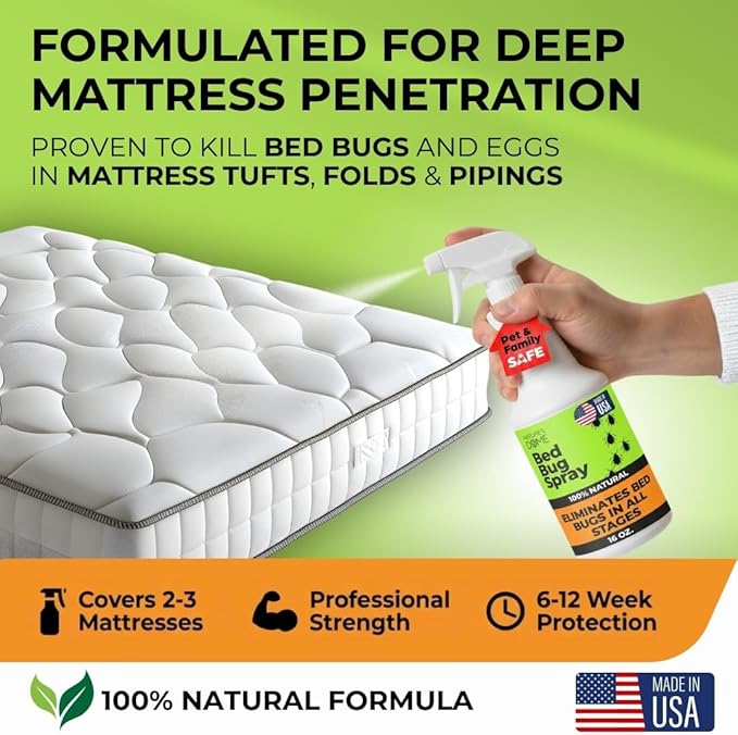 Nature's Dome Bed Bug Spray – 100% Kill Rate, 16 OZ Natural Bed Bug & Mite Killer, Destroys Eggs, Kills Resistant Strains, Long-Lasting Protection, Safe for Home Use