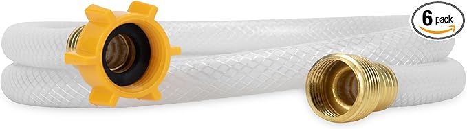 Camco TastePURE 4-Ft Water Hose - RV Drinking Water Hose Contains No Lead,No BPA &-No Phthalate - Features Reinforced Design & Crafted of PVC - 1/2” Inside Diameter,Made in the USA (22763),(Pack of 6)