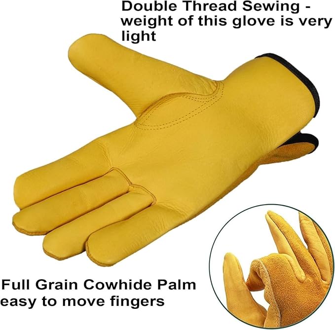 Leather Working Gloves Work Gardening Gloves Thorn Proof Garden Building Heavy Duty Utility Gripper Men Women Breathable