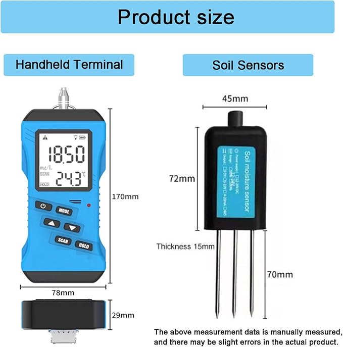 Soil Tester, 7-in-1 3in LCD Display High Sensitivity Handheld Soil PH Meter Kit, Soil Temperature Humidity Conductivity Nitrogen Phosphorus Potassium Moisture Meter for Agriculture