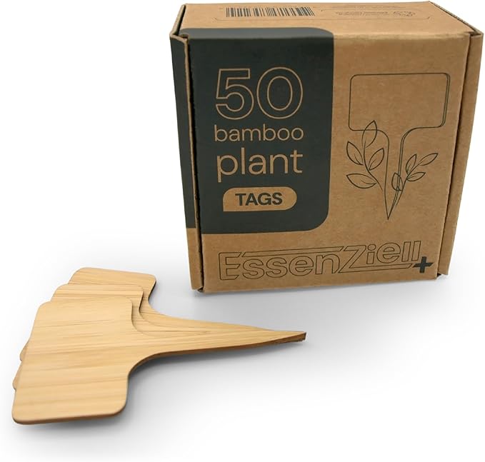 Bamboo Plant Labels & Garden Tags | 4" Short T-Type Wooden Garden Markers for Labeling Herbs, Seedlings, Vegetables, Cheeses, Appetizers, Desserts | 50 pcs