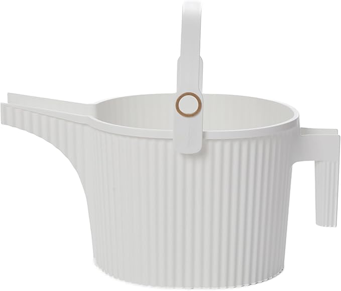 Hachiman Large Watering Can - 5 L Plant Watering Can with Widened Spout for Indoor and Outdoor Plants - Hands-Free Filling - 15" × 7.2" - White