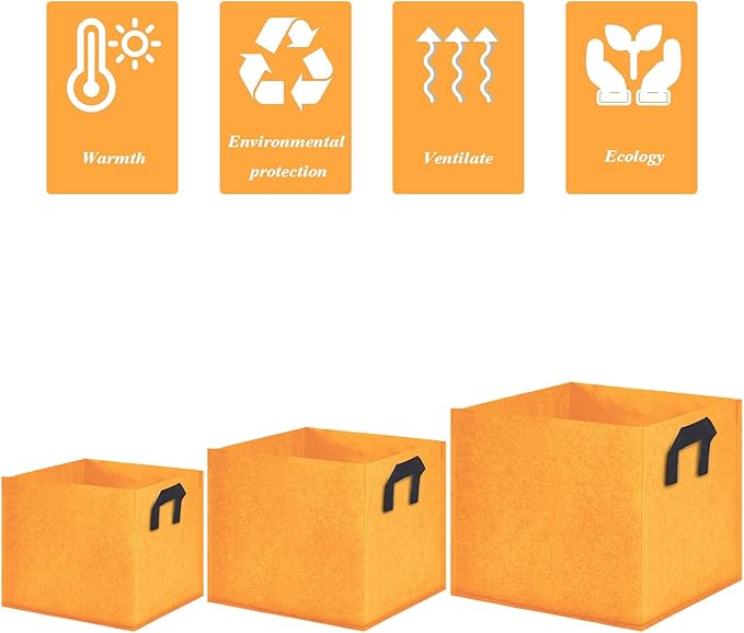 Square Grow Bags, Garden Fabric Planter Container with Handles Bed Flower Vegetables Pots 1MM Thickness Economic Colorful (Brown,11.81x11.81x11.81 Square)