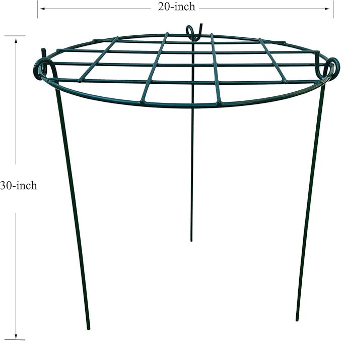 10 Pack 20 x 30 inch Poeny Cage Grow Through Grid Plant Brace Flower Support Rings,Round Metal Plant Stakes Rings, Strong Large Garden Supports for Flowers, Peonies, Rose, Lily