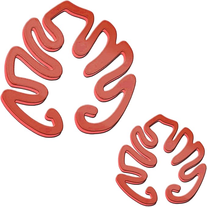 4PACKS Unique & Aesthetic Monstera Leaf Shape Grapple Plant Support, Grappler Rings, Plant Support Monstera with Ties, Keeps Plants Tame & Growing Vertical (red)