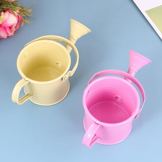 DOITOOL Kids Watering can Metal Portable Small Watering Pot for Indoor Outdoor Plants Flowers with Long Spout and Stable Base 6 Inch