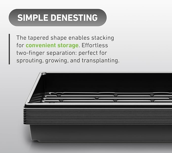 10x20 Inch Black Plastic 50 Pack Plant Propagation Tray – Growing Trays for Garden, Planting, Seedling, Soil & Hydroponic Horticulture - Microgreen Trays Grow Plants - No Drain Holes