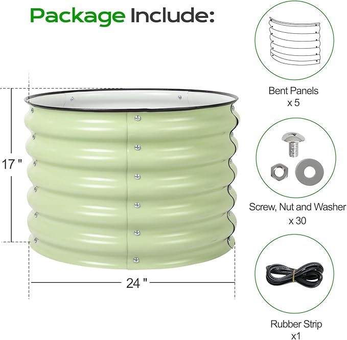 Aoodor 17" Tall 24" Metal Raised Garden Bed, Outdoor Planter Box and Raised Garden Kit for Vegetables, Flowers, and Herbs, Green