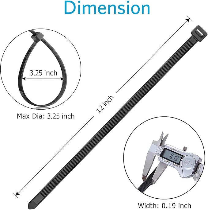 Zip Ties 12 inch (4000 Pack), Black, 50lbs Tensile Strength, UV Resistant Cable Ties for indoor and outdoor by Karoka