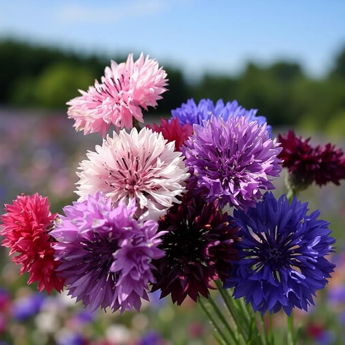 1008+ Dwarf Colorful Cornflower Seeds Perennial, Cornflower Seeds Mix for Planting, Corn Flower Seed Non-GMO Heirloom Plant Seed Gardens Outdoor