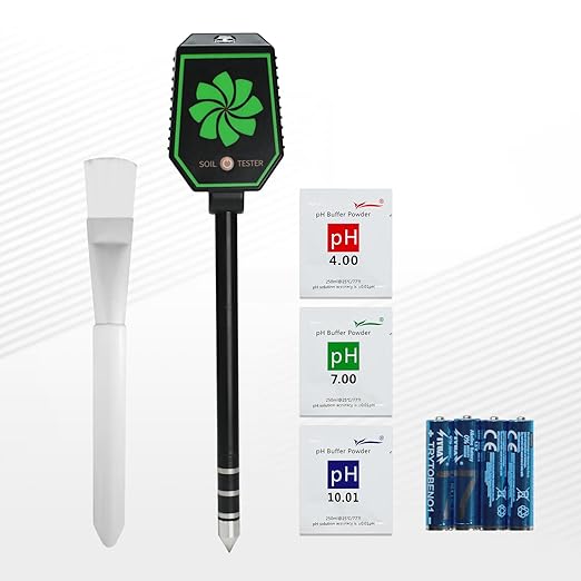 8-in-1 Soil Meter with Bluetooth, Measures pH, EC, Salt, Fertility, Moisture, Temperature, Humidity & Light, App Control, Data Logging, Accurate Gardening & Farming Tool