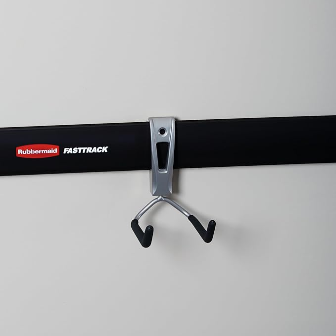 Rubbermaid 1784456 FastTrack Wall Mounted Rope, Hose, or Tool Garage Storage Utility Hook, Supports Up to 25 Pounds Each (4 Pack)