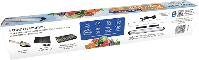Ferry-Morse Indoor Grow Light Fixture with T5 Bulb, Compact Size 24 x 11in., Easy to use and Setup, for Seed Starting, Growing seedlings & cuttings Indoors
