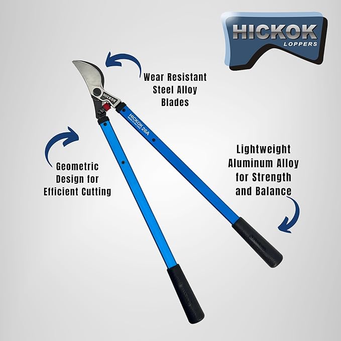 Hickok Heavy Duty Loppers for Tree Trimming – 26" Branch Cutter & Pruning Shears with Long Handle | Lightweight Aluminum Tree Trimmer | Professional-Grade Pruner Made in USA