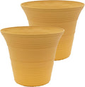 The HC Companies 19 Inch Sedona Round Self Watering Planter Pots, Lightweight UV-Resistant Plastic Indoor & Outdoor Planters, 2-Pack Flower Pots for Garden & Home Decor, Honey