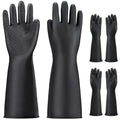 Thick Chemical Resistant Gloves, 3 Pairs 18" Long Anti Slip Diamond Grip Black Waterproof Alkali/Acid/Oil Resistant Reusable Heavy Duty Rubber Gloves for Cleaning, Dishwashing, Gardening