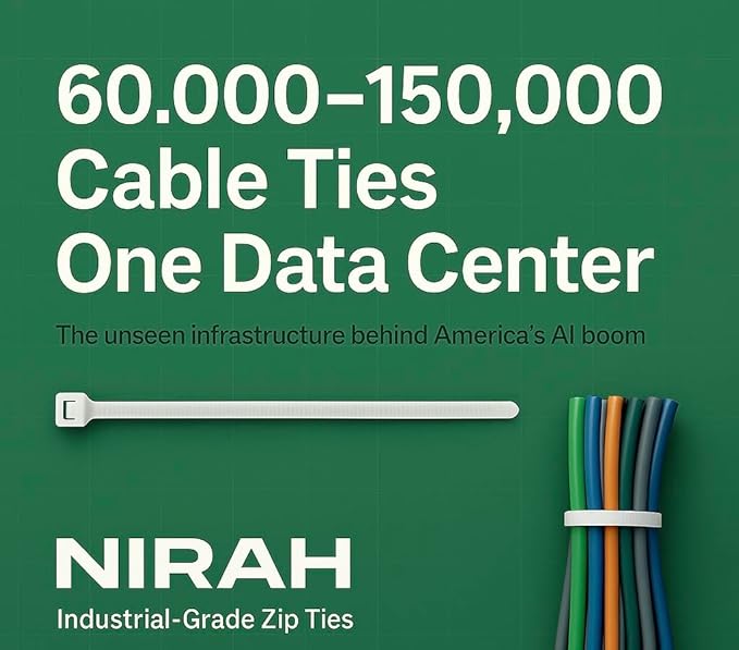 Zip Ties 14 inch Clear White, 50 lbs Strength, UV resistant, Self-locking, Multi-purpose Long Cable Ties, Wire Ties Heavy Duty Tie Downs for Office, Home, Outdoors, Cable Management by Nirah
