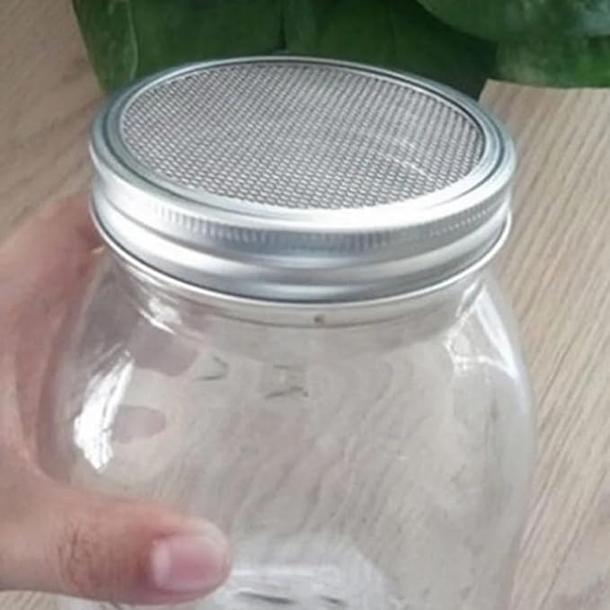 BESPORTBLE 4pcs 86mm Mason Jar Sprouting Lids Stainless Steel Mesh Strainer Covers Versatile Sprouting Accessories for Home Gardening and Seed Germination