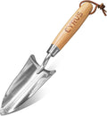 CYRUS Garden Shovel with Measurement Mark,Small Shovels for Gardening with Ash Wood Handle,12.4''Stainless Steel Hand Shovel Garden Spade Potting Soil Scoop for Gardening Planting,Transplanting