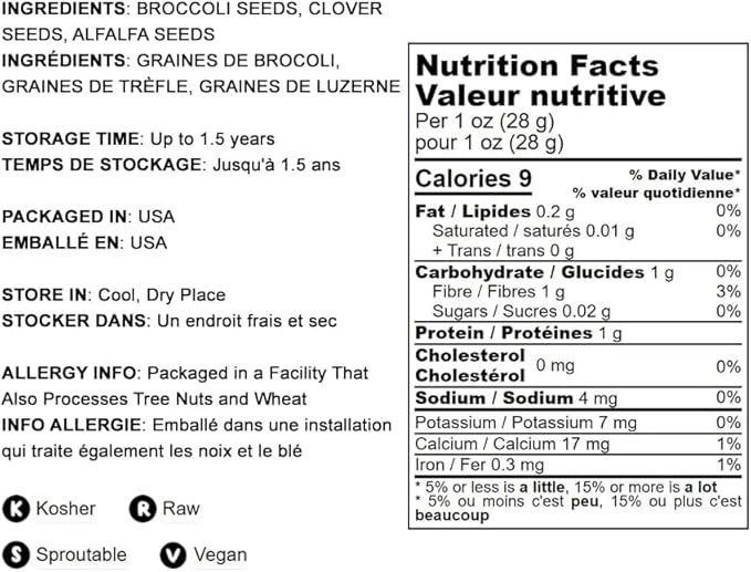Food to Live - Antioxidant Mix of Sprouting Seeds, 10 Pounds — Broccoli, Clover, Alfalfa, Kosher, Raw, Vegan