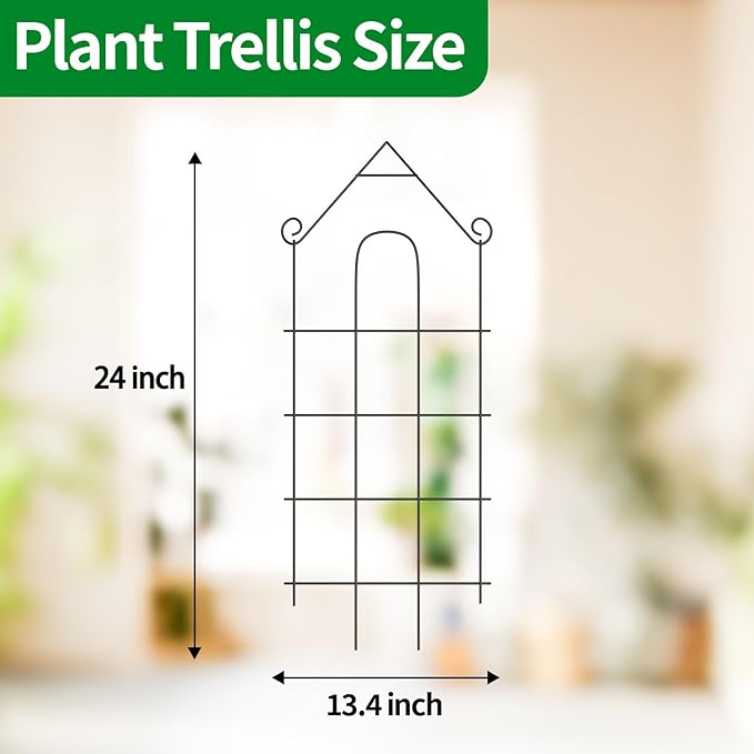 24" Plant Trellis, 6 Pack Metal Garden Trellis for Potted Plants Indoor/Outdoor, Rust-Proof Sturdy Steel Trellis for Climbing Plants, Monstera, Tomatoes, Cucumbers