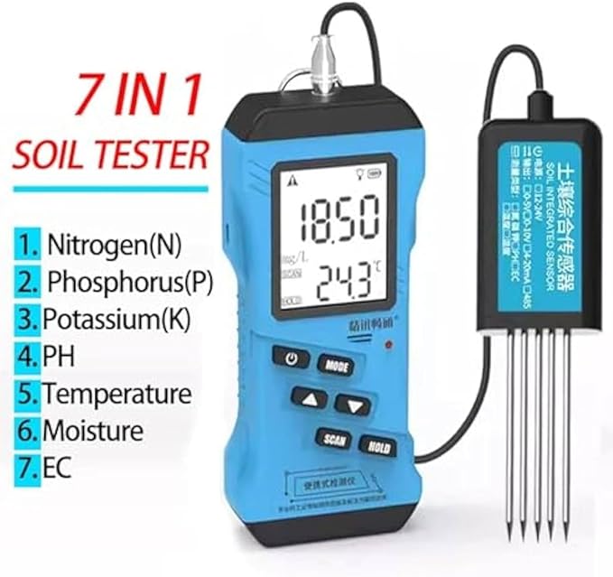 7 in 1 Soil Tester, NPK PH Moisture Nutrient Conductivity EC Meter, High Accuracy Digital Sensitive Fertility Test