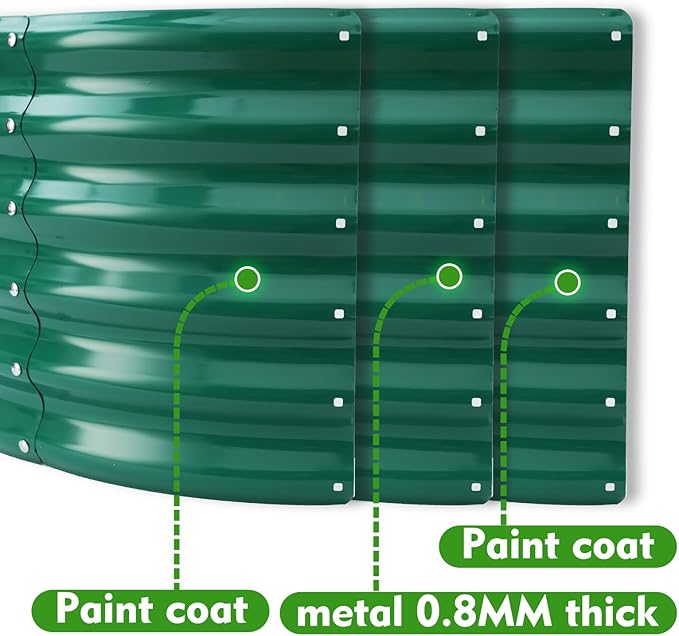 17" Tall Round Outdoor Garden Raised Garden Bed Kits-0.8MM Thick Metal Raised Planter Bed/Ground Planter Box for Variety of Flowers,Herbs,Vegetables,Trees (Dark Green, 40 Dia X 16.5 inches)