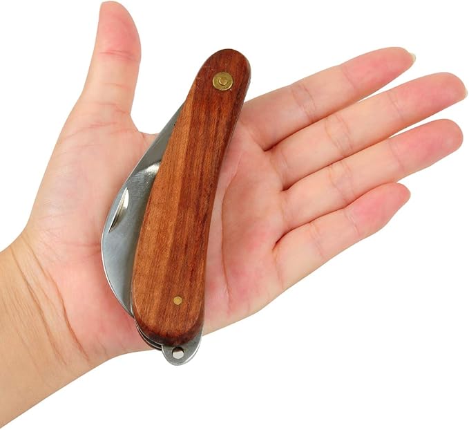 Pruning Knife,Grafting knife, Stainless Steel Garden Budding Knife, Folding Pocket Knife For Grafting Multi Cutting Tool, Weed Bushes Branches Mushroom Diggig Knife