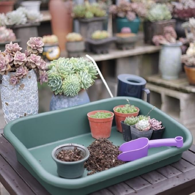 Garden Tidy Tray, Multifunctional One Piece Potting Tray for Seeding, Mixing, Growing and Storage, Succulent and Cactus Soil Potting Mix 23"x16.4"x4.3" (Black)