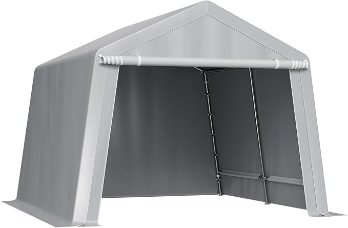 VEVOR Portable Shed Storage Shelter Outdoor, 10x10x8.5 ft Heavy Duty Instant Storage Tent Tarp Sheds with Roll-up Zipper Door and Ventilated Windows for Motorcycle, Bike, Garden Tools