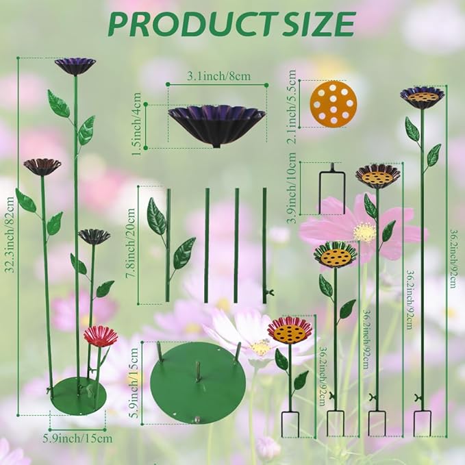 DREAMYSOUL 4 Pack Bee Watering Station, Colorful Metal Bee Bath and Feeder Set for Outdoor Garden Yard